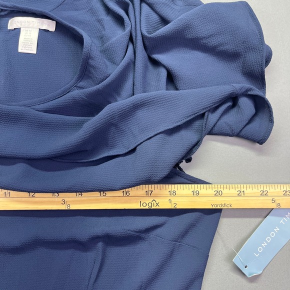 London Times Midi‎ Dress Cape Overlay Keyhole Neckline Party 14 Boho Cottagecore - Picture 5 of 8